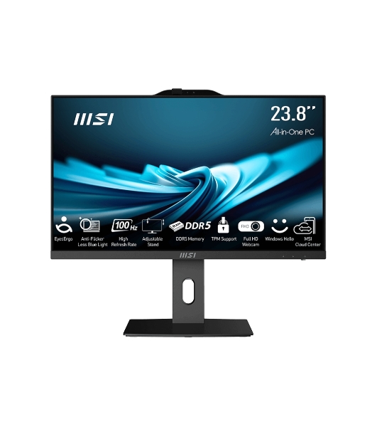Моноблок MSI Pro AP242P 14M AiO 23,8' FHD(1920x1080)IPS AG Non-touch, Core i7-14700 (2.1GHz), 16Gb DDR5 (2x8GB), 512Gb SSD, Intel UHD,WiFi,BT,camera,WirelessKB&mouse Eng/Rus,noOS,1y w-ty,черный (9S6-AE0621-821)