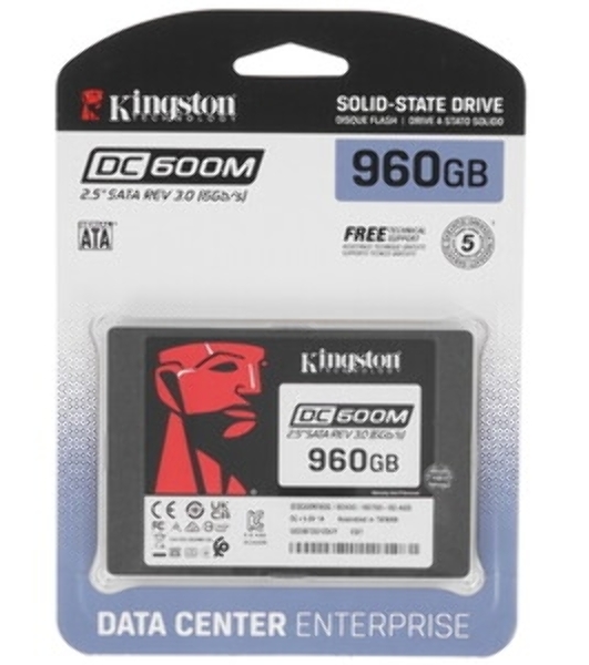 Накопитель SSD Kingston DC600M, 960 Gb, SATA III, R/W 560/530 МБ/с