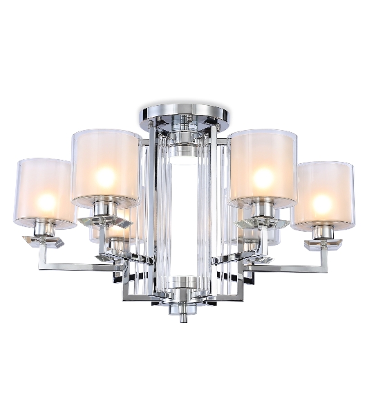 Светильник Ambrella light TR4418/6 CH/CL/FR хром/прозрачный/белый матовый E27*6 max 40W D748*463