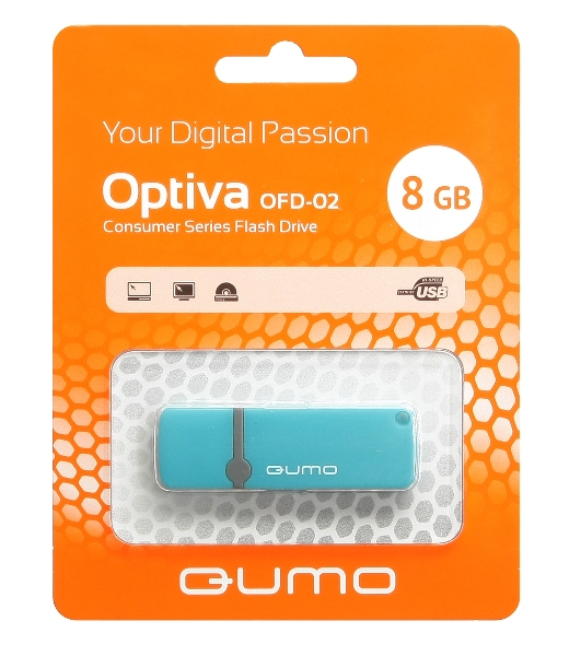 Флешка USB QUMO 8Gb, Optiva 02 синий QM8GUD-OP2-blue