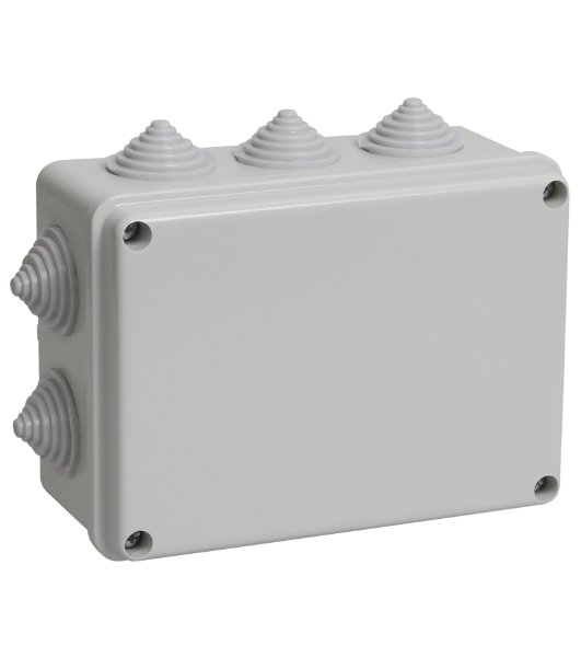 Коробка КМ41241 распаячная IEK UKO10-150-110-070-K41-44 для о/п 150х110х70 мм IP44 (RAL7035, 10 гермовводов)
