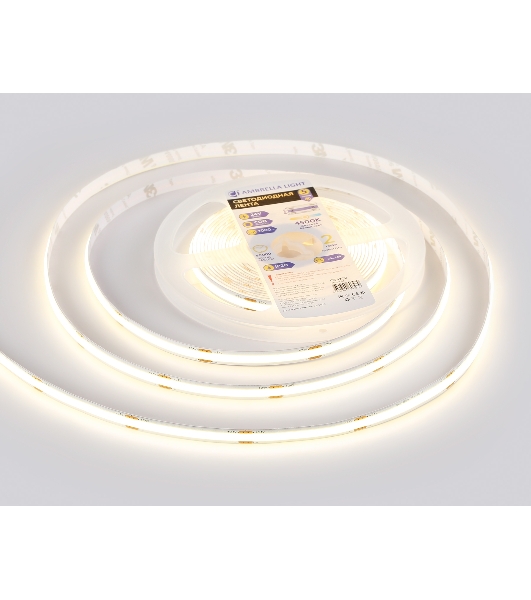 Светодиодная лента Ambrella light GS4702 COB 480Led /12W m/ 24V IP20 4500K/ 5000*8*1.54mm (2 конт.)