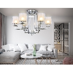 Светильник Ambrella light TR4418/6 CH/CL/FR хром/прозрачный/белый матовый E27*6 max 40W D748*463, фото6